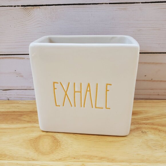 Rae Dunn Artisan Collection 213 Ceramic "Exhale" Piece Sun Design White Yellow - Picture 1 of 7